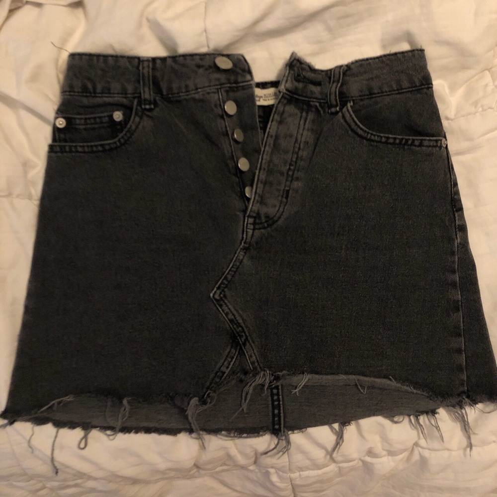 Bershka black vintage denim mini skirt
